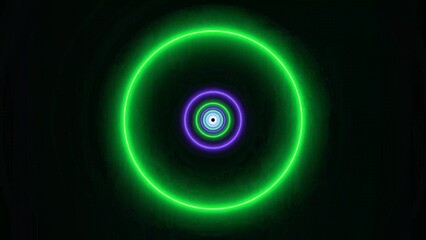 Concentric Neon Circles on Dark Background