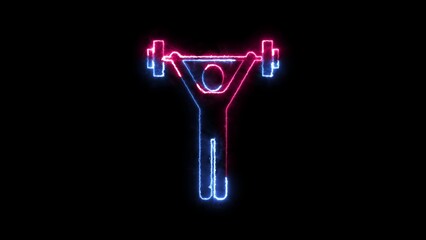 Neon Barbell Lifting Silhouette