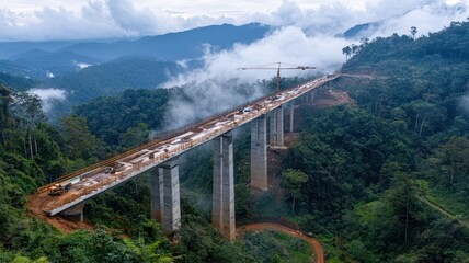 Fototapeta premium Bridge Under Construction: A Symbol of Risk-Taking and the Promise of New Opportunities Ahead.