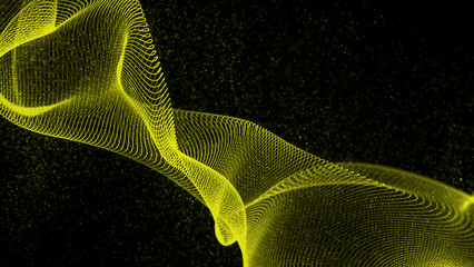 Abstract  waves from particles of futuristic high-tech glowing background