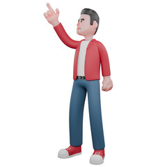 Cartoon Singing Star Character.  A male singer kneels while holding a microphone in his hand.  3D Musician