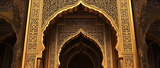 Naklejka premium Intricate Islamic architecture, detailed arches