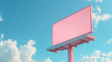A large, blank billboard standing under a bright blue sky in 3D.

