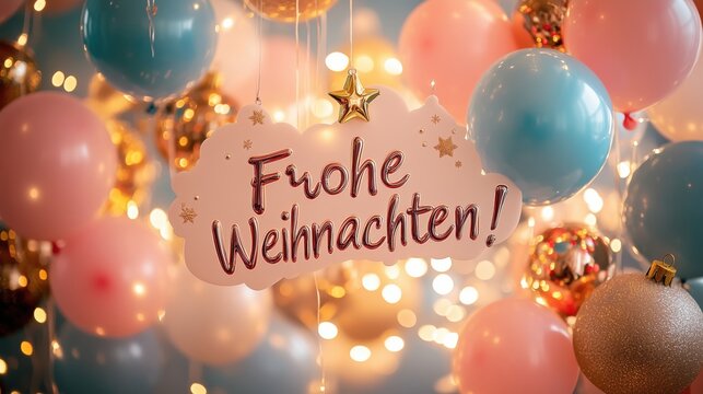 Frohe Weihnachten: Festliche Ballons und Lichter