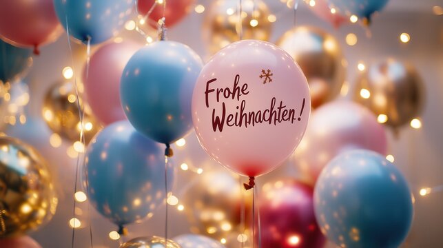 Frohe Weihnachten: Festliche Ballons und Lichter