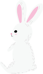 Cute rabbit cartoon on white background. Vector illustration.