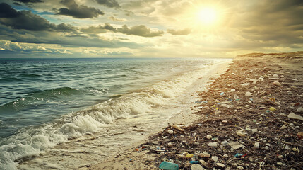 Ocean Pollution at Sunset