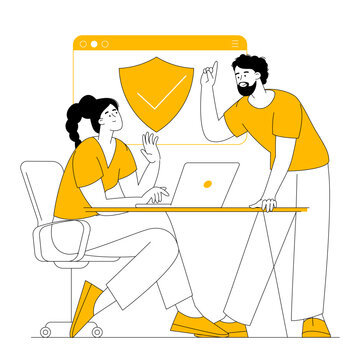 Cyber or web security, data protection concept
