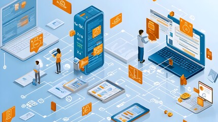 Obraz premium Comprehensive Data Flow Diagram Showcasing the Automated Processing of Banking Transactions Across Various Interconnected Systems and Applications within the Financial Infrastructure