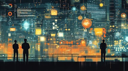 Fototapeta premium Big Data Ecosystem Integration: Depicting the integration of a big data ecosystem with an image of data engineers connecting multiple data sources, including databases, streams, and APIs.