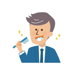 歯みがき　口臭ケア　男性　かわいいイラスト