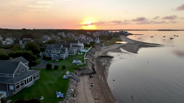 Homes along harbor in Hyannis Port Massachusetts