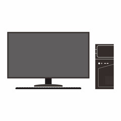 Desktop computer device vector illustration. Central processing unit, keyboard, and monitor.