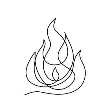 recommend clip art: Continuous line art of a bonfire editable stroke.