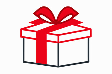 A small box with a red ribbon and bow. Valentines Day icon set vector illustration.