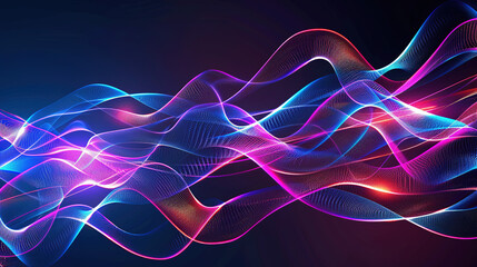 Obraz premium Futuristic abstract background with neon lines and glowing elements on a dark backdrop, creating a striking, high-tech visual effect.