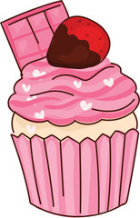 Pink cupcakes illustration. White background.