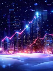 Fototapeta premium Illuminated Growth Diagram Illustrating Rising Profits and Positive Financial Trends