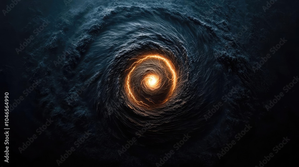 Poster Swirling dark vortex with a glowing center, creating an immersive visual effect