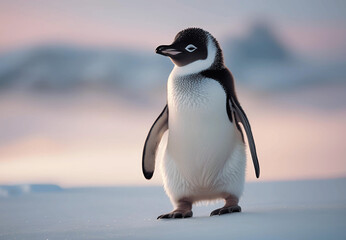 Obraz premium charming and resilient nature of a penguin in its cold, wintry habitat.