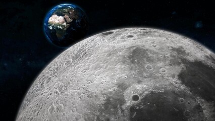 Moon earth view in the galaxy