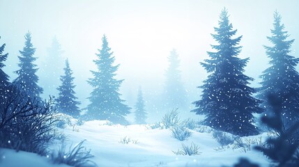 Obraz premium Vector Illustration of a Winter Forest with Snow