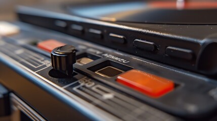 A detailed view of a voice recorder s fast forward and rewind buttons