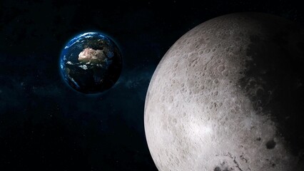 moon planet earth realistic on space