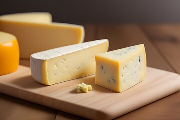 ia generated. cheese on a wooden board