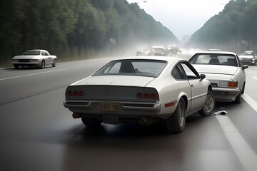 ia generated. car accident accident vehicle Accident vehicles on the road. accident on the road