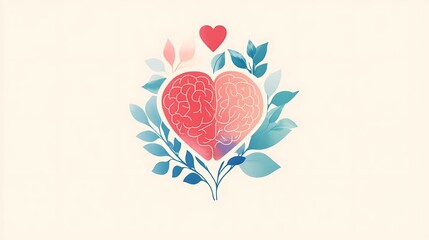A soft-toned World Mental Health Day logo with subtle heart, brain, and mindfulness symbols, designed to raise awareness for mental health