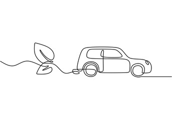 Minimalist Electric Car Line Drawing Eco-Friendly Vehicle Concept for Green Energy Promotion