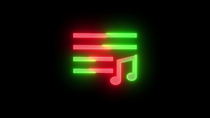 Neon audio info icon blue red color glowing black background