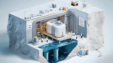 Simulation of Small Modular Nuclear Reactor SMR Installation Underground or Underwater for Improved Safety and Environmental Protection