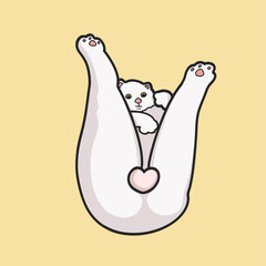 White Cat Meme Sticker Vector Cute Illustration