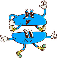Math equals sign groovy character on fitness. Mathematics and algebra calculation symbol comical isolated vector character, kids education school math numeric sign happy groovy character