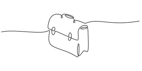 Fototapeta premium Minimalist Continuous Line Drawing of Open Briefcase for Work and Office Concept
