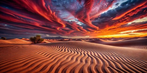 A Hauntingly Beautiful Desert Landscape with Swirling Sand Worms and Intense Natural Patterns
