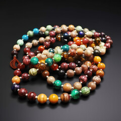 generated illustration of close up of wooden rosary beads