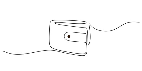 Obraz premium Minimalist One Line Drawing of Wallet Accessories Vector Illustration for Modern Design
