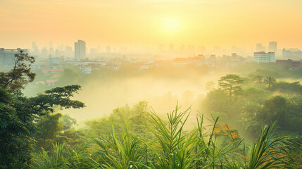 Cityscape Sunrise with Fog