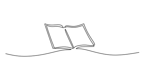 Continuous Line Drawing of Open Quran Minimalist Design for Religious Concept Art