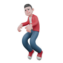 Cartoon Singer 3D Character Model. A male singer walks on his toes and both hands are in front of his body. Vocal Talent