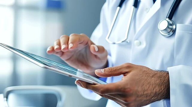 close-up of a patient examining an Amsler Grid on a tablet screen, with focus on the grid and the patient&rsquo;s eyes, highlighting a sight test