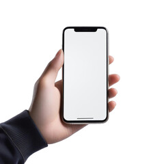 I am holding an iPhone like device in my hand, PNG cut out