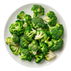 Broccoli Salad on a white plate, isolated transparent background, Generative AI