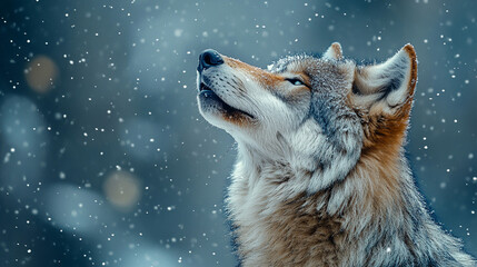 Close-up of a wolf howling in the forest