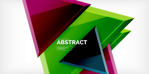 Abstract background - colorful triangles with 3d effect. Vector Illustration For Wallpaper, Banner, Background, Card, Book Illustration, landing page