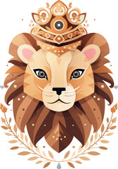 Obraz premium Wearing a Crown Cartoon Lion