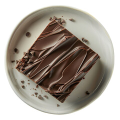 Fototapeta premium Fudge on a white plate, isolated transparent background, Generative AI